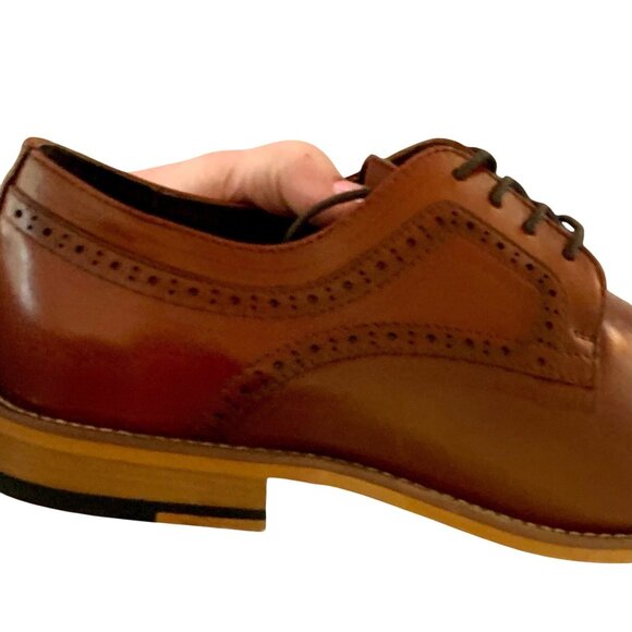 Stacy Adams Men’s Dickinson Oxford Dress Shoes 11 Cap Toe Leather Brogue Cognac - Picture 7 of 9